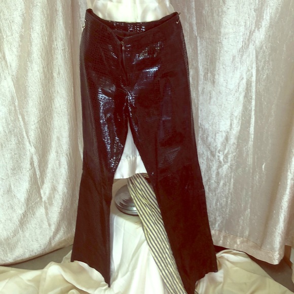 Black suede printedItalian leather pants